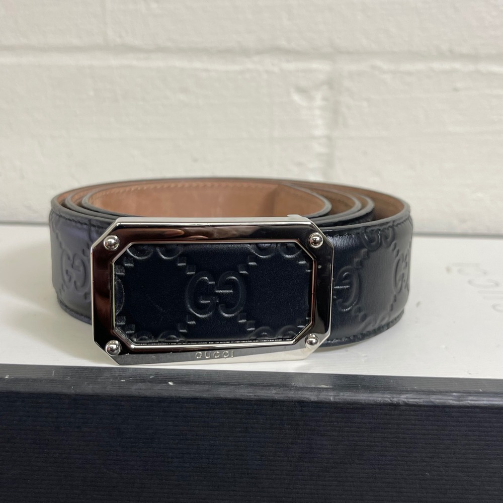 Gucci Signature GG Black Leather Adjustable Belt 403941 CWC0N Men's Size 100-40 - Picture 1 of 16